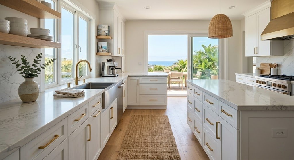 Modern San Diego kitchen with newly installed cabinets showing kitchen cabinet installation cost and design style